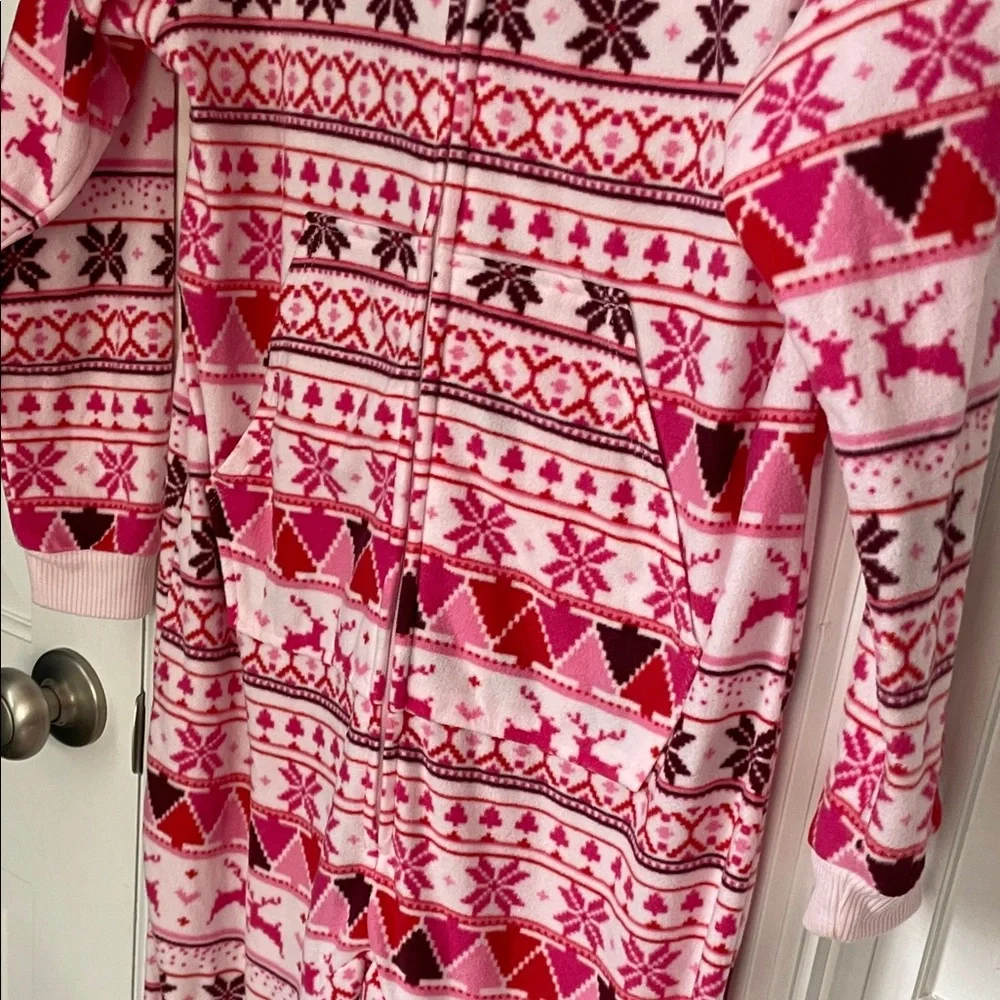 Cat & Jack Pink and White Patterned‎ Kids Pajama with Hoodie | Size 14